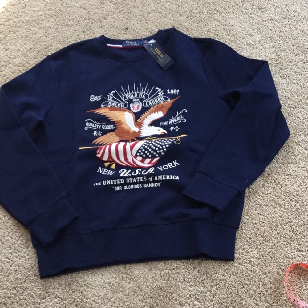 NWT! Polo Ralph Lauren men's size S navy banner Tee